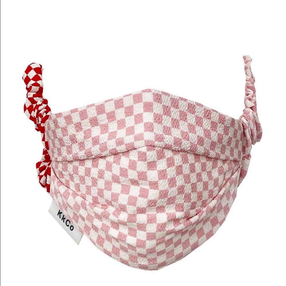 Kkco scrunchie face mask in red and pink check